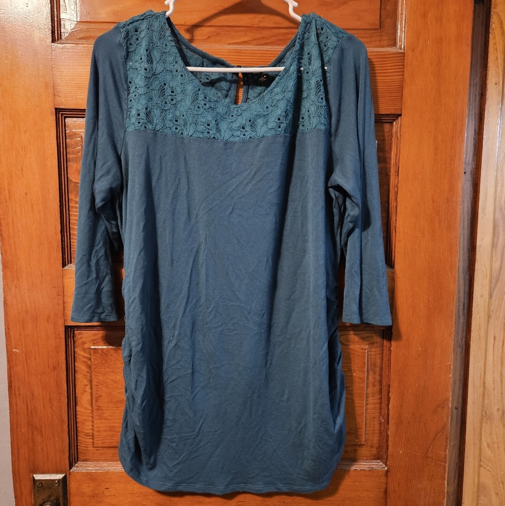 Motherhood Teal Lace Detail Blouse